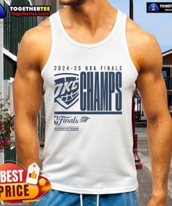 Official Oklahoma City Thunder 2025 NBA Finals Champion tank top featuring playoffs defensive foul design.