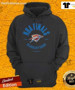 Official Oklahoma City Thunder 2025 NBA Finals Charging Foul Hoodie featuring team logo and vibrant design.
