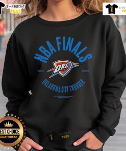 Official Oklahoma City Thunder 2025 NBA Finals Charging Foul Sweatshirt featuring team logo and vibrant colors.
