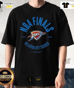 Official Oklahoma City Thunder 2025 NBA Finals Charging Foul T-Shirt featuring team colors and logo design.