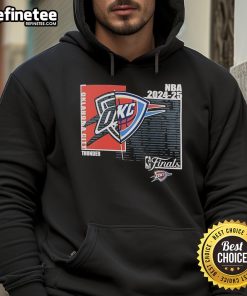 Official Oklahoma City Thunder 2025 NBA Finals custom hoodie featuring team colors and logo for fans.