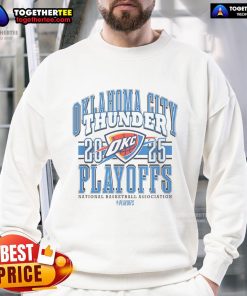 Official Oklahoma City Thunder 2025 Playoffs Showtime Sweatshirt featuring team logo and vibrant colors.