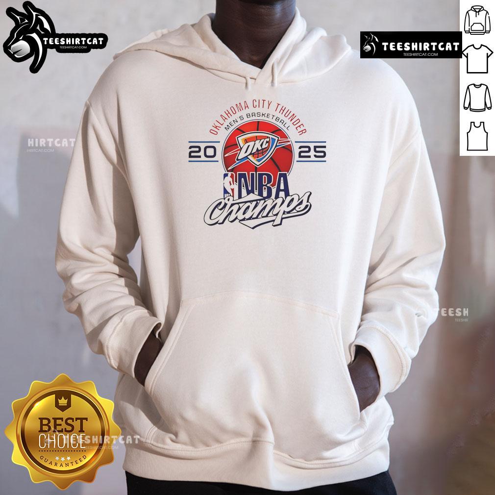Official Oklahoma City Thunder Men'S Basketball 2025 Nba Champs Logo Hoodie Official Oklahoma City Thunder men's basketball 2025 NBA Champs logo hoodie in vibrant blue with team colors and design.