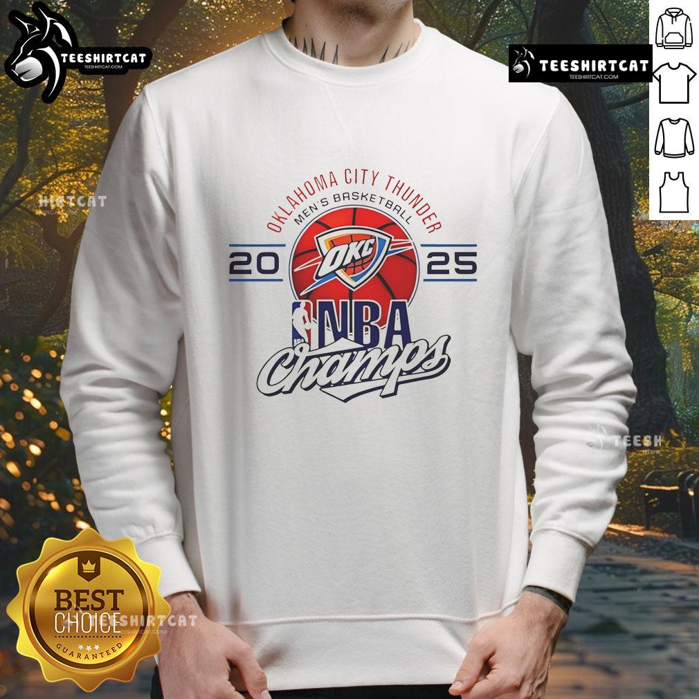 Official Oklahoma City Thunder Men'S Basketball 2025 Nba Champs Logo Sweatshirt Alt Text: Official Oklahoma City Thunder Men's Basketball 2025 NBA Champs logo sweatshirt in vibrant team colors.
