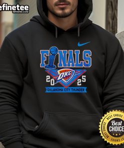 Official Oklahoma City Thunder NBA Finals 2025 playoff hoodie featuring team logo and vibrant colors for fans.
