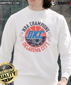 Official Oklahoma City Thunder NBA Finals Champions Tunnel Vision Sweatshirt showcasing team pride and championship spirit.