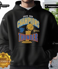 Official Oklahoma City Thunder Newborn 2025 NBA Finals Champions Hoodie featuring team logo and vibrant colors.