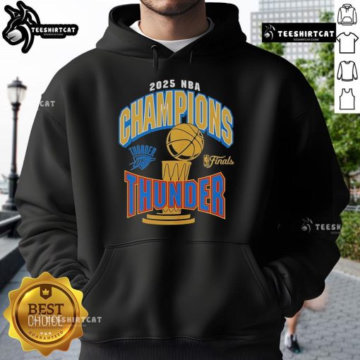 Official Oklahoma City Thunder Newborn 2025 NBA Finals Champions Hoodie featuring team logo and vibrant colors.