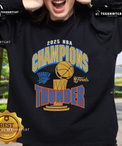 Official Oklahoma City Thunder Newborn 2025 NBA Finals Champions Sweatshirt, perfect gift for young fans celebrating victory.