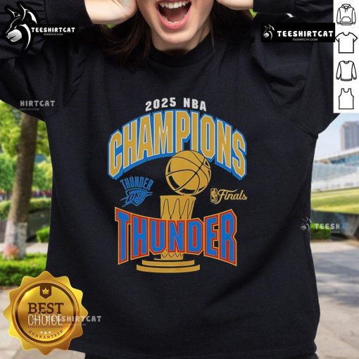 Official Oklahoma City Thunder Newborn 2025 NBA Finals Champions Sweatshirt, perfect gift for young fans celebrating victory.