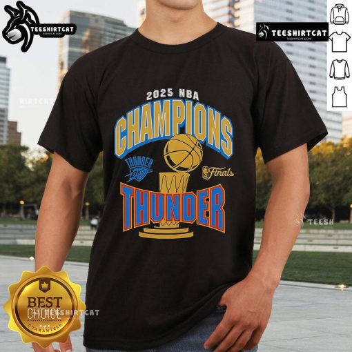 Alt Text: Official Oklahoma City Thunder Newborn 2025 NBA Finals Champions T-Shirt featuring team logo and vibrant colors.