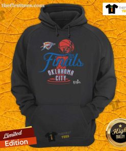 Official Oklahoma City Thunder Stadium Essentials hoodie for the 2025 NBA Finals, featuring team colors and logo.