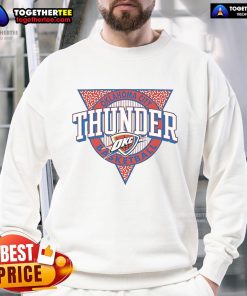Alt Text: Official Oklahoma City Thunder style logo sweatshirt featuring vibrant team colors and comfortable fit for fans.