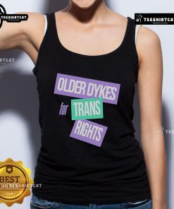 Alt Text: Official Older Dykes for Trans Rights tank top featuring a bold design supporting trans rights and inclusion.