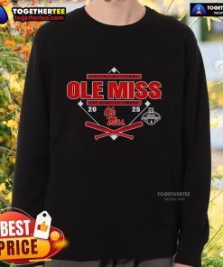 Official Ole Miss Oxford Regional 'The Road to Omaha 2025' sweatshirt featuring team colors and logo.