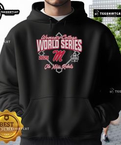 Official Ole Miss Rebels Softball 2025 NCAA Women's College World Series Bound hoodie in navy blue, showcasing team pride.
