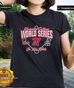 Official Ole Miss Rebels Softball 2025 NCAA Women's College World Series Bound Ladies Tee showcasing team spirit.