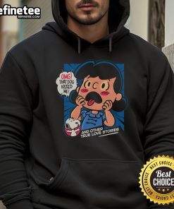 Official OMG That Dog Kissed Me Snoopy Lucy van Pelt Hoodie featuring a colorful design of Snoopy and Lucy.
