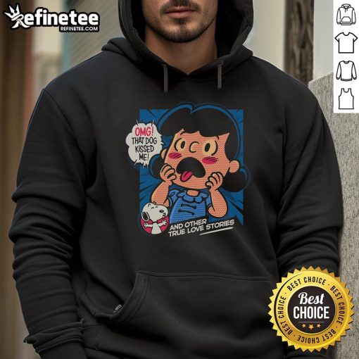 Official OMG That Dog Kissed Me Snoopy Lucy van Pelt Hoodie featuring a colorful design of Snoopy and Lucy.