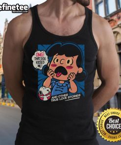 Official OMG That Dog Kissed Me Snoopy Lucy van Pelt tank top featuring vibrant graphics and a playful design.