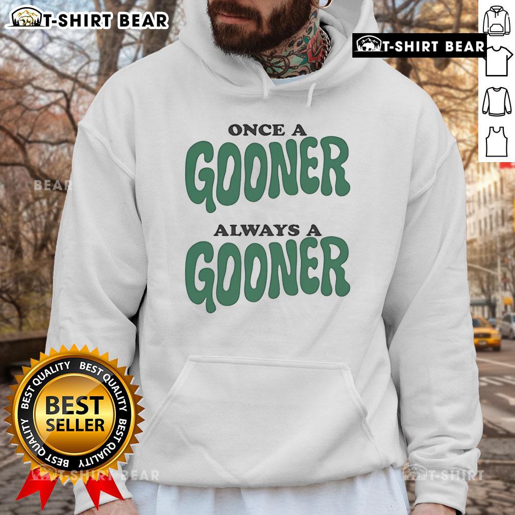 Official Once A Gooner Always A Goodner Hoodie Alt Text: Official Once A Gooner Always A Goodner Hoodie in black, showcasing a stylish design for Arsenal fans.