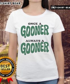 Official 'Once A Gooner Always A Gooner' Ladies Tee in stylish design, perfect for Arsenal fans and casual wear.
