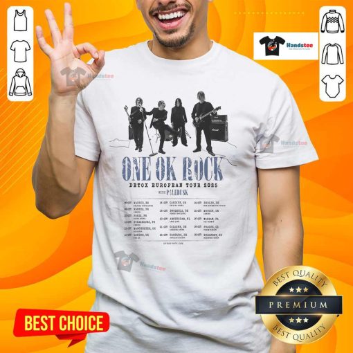 Official One Ok Rock Detox European Tour 2025 T-Shirt featuring bold graphics and tour dates, perfect for fans.