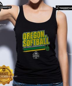 Official Oregon Softball Women's College World Series Stripe Tank Top featuring team colors and logo for fans and athletes.
