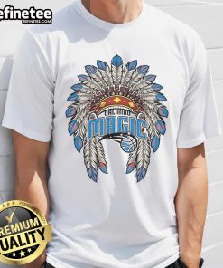 Official Orlando Magic Native American Logo T-Shirt featuring vibrant team colors and unique design, perfect for fans.