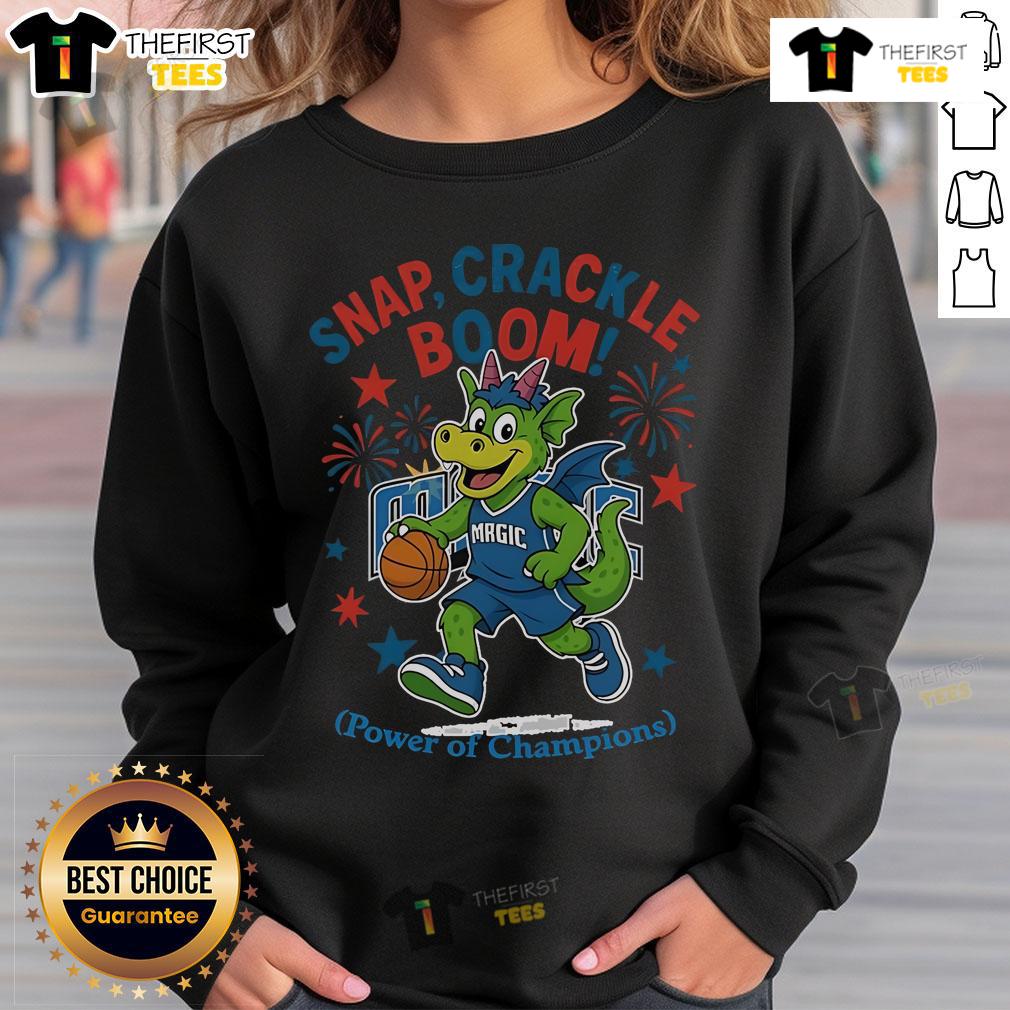 Official Orlando Magic Snap Crackle Boom Power Of Champions Indepencence Day Sweatshirt Official Orlando Magic Snap Crackle Boom sweatshirt celebrating Independence Day, featuring vibrant team colors and logo.
