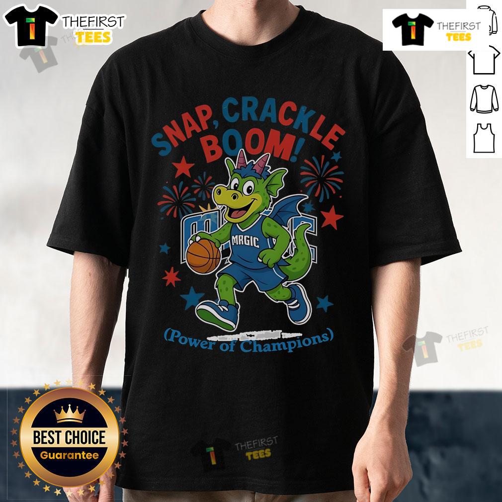 Official Orlando Magic Snap Crackle Boom Power Of Champions Indepencence Day T-Shirt Alt Text: Official Orlando Magic Independence Day T-Shirt featuring Snap Crackle Boom design, perfect for champions and fans.