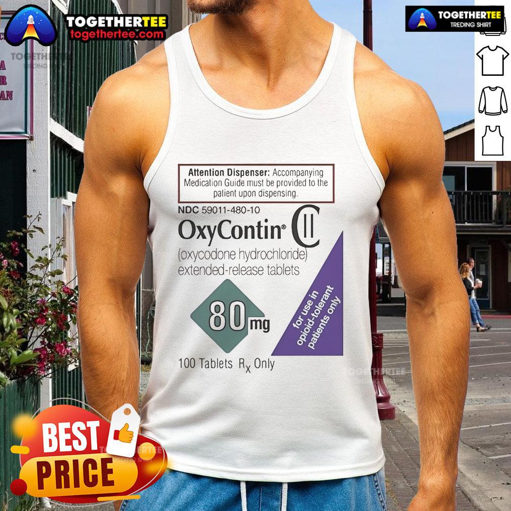Official Oxycontin 80Mg Label Tank Top Official Oxycontin 80mg label tank top featuring bold graphic design, perfect for fans of pharmaceutical memorabilia.