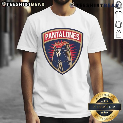 Official Pantalones Florida Panthers T-Shirt featuring team logo and colors, perfect for fans and game day attire.