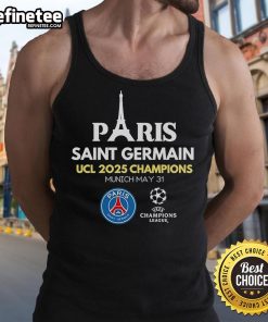 Official Paris Saint-Germain UCL Champions 2025 tank top showcasing team colors and logo, perfect for fans.