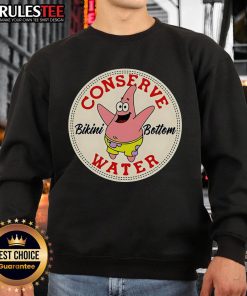 Official Patrick Star Conserve Water Bikini Bottom Sweatshirt featuring vibrant graphics and a cozy design for fans.