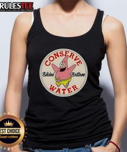 Official Patrick Star Conserve Water Bikini Bottom tank top featuring vibrant colors and fun design for fans.