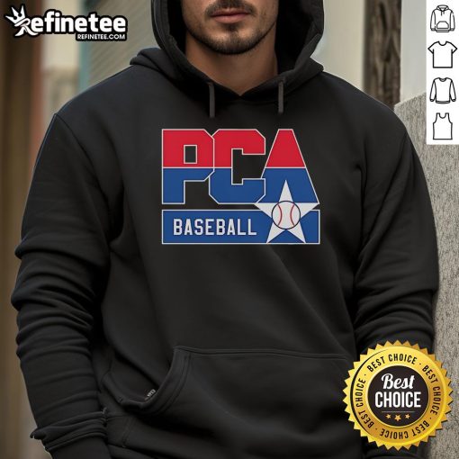 Official PCA Baseball Star Logo Hoodie featuring vibrant design and comfortable fit for baseball enthusiasts.