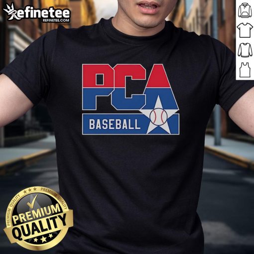 Official PCA Baseball Star Logo T-Shirt featuring a bold design, perfect for fans and players of PCA baseball.