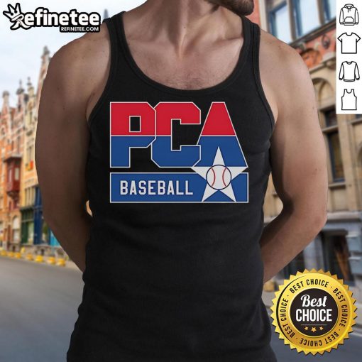 Official PCA Baseball Star Logo Tank Top featuring a stylish design for fans and players, perfect for summer wear.