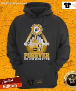 Alt Text: Official Peanuts x Indiana Pacers Basketball Forever hoodie featuring skyline design, perfect for fans of all victories.