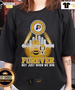 Official Peanuts x Indiana Pacers Basketball Forever Skyline Ladies Tee featuring a stylish design for fans.
