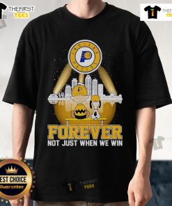 Alt Text: Official Peanuts X Indiana Pacers Basketball Forever T-Shirt featuring a skyline design, perfect for fans and collectors.