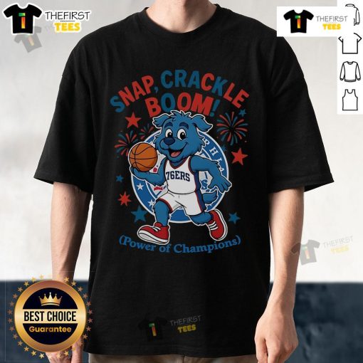 Official Philadelphia 76ers Snap Crackle Boom Independence Day T-Shirt featuring team logo and festive design.