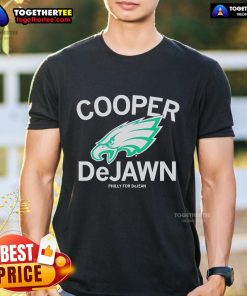 Alt Text: Official Philadelphia Eagles Cooper Dejawn Philly For Dejean logo t-shirt featuring team colors and design.