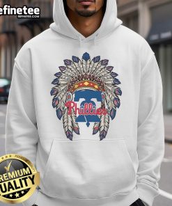 Official Philadelphia Phillies Native American logo hoodie featuring vibrant colors and stylish design for fans.
