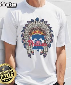 Alt Text: Official Philadelphia Phillies Native American Logo T-Shirt featuring vibrant colors and unique design for fans.
