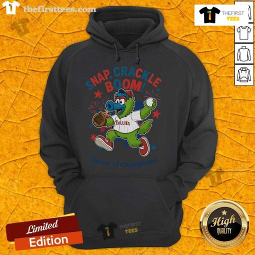 Official Philadelphia Phillies Snap Crackle Boom hoodie for Independence Day, showcasing team spirit and festive design.