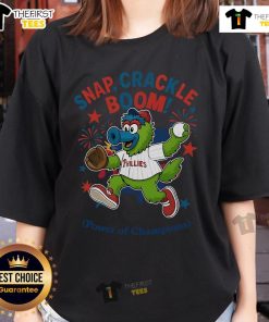 Official Philadelphia Phillies Snap Crackle Boom Independence Day Ladies Tee showcasing team spirit and patriotic design.