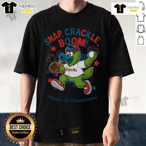 Alt Text: Official Philadelphia Phillies Snap Crackle Boom Power Of Champions Independence Day T-Shirt in red and white design.