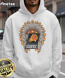 Official Phoenix Suns Native American logo hoodie featuring vibrant colors and unique design for basketball fans.